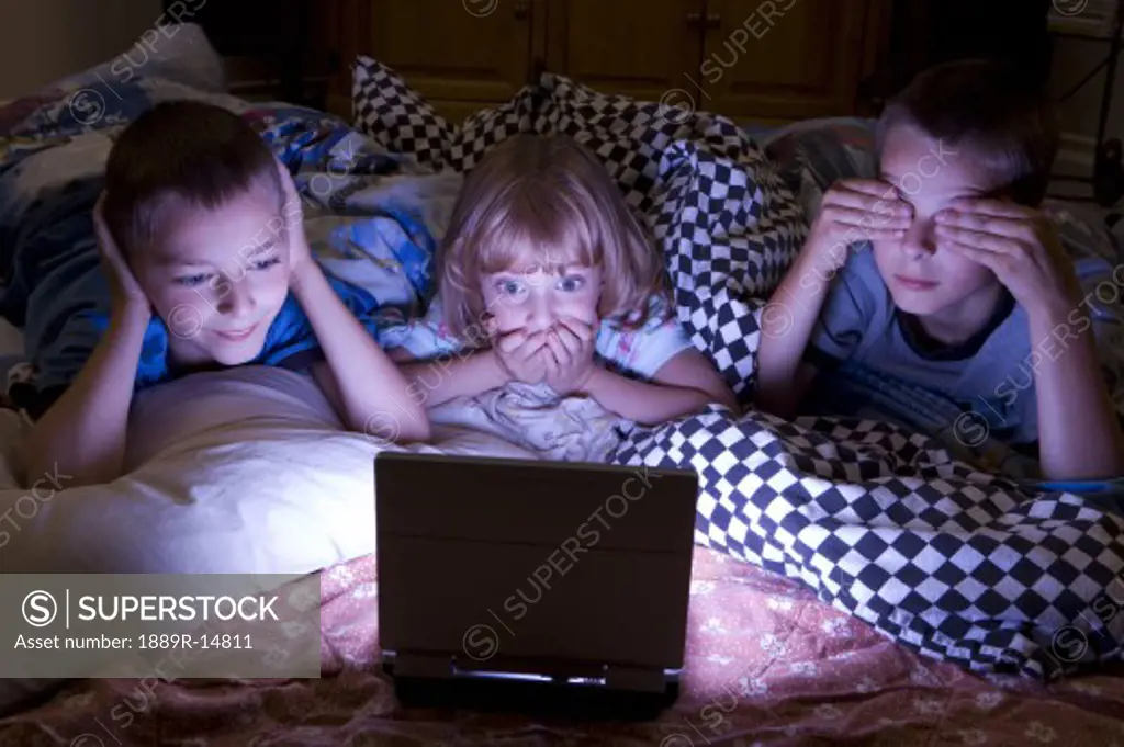Kids watching scary movie