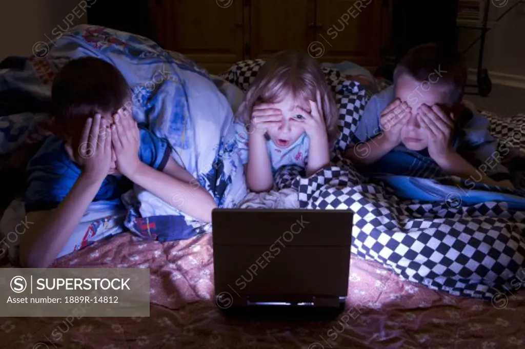 Kids watching scary movie