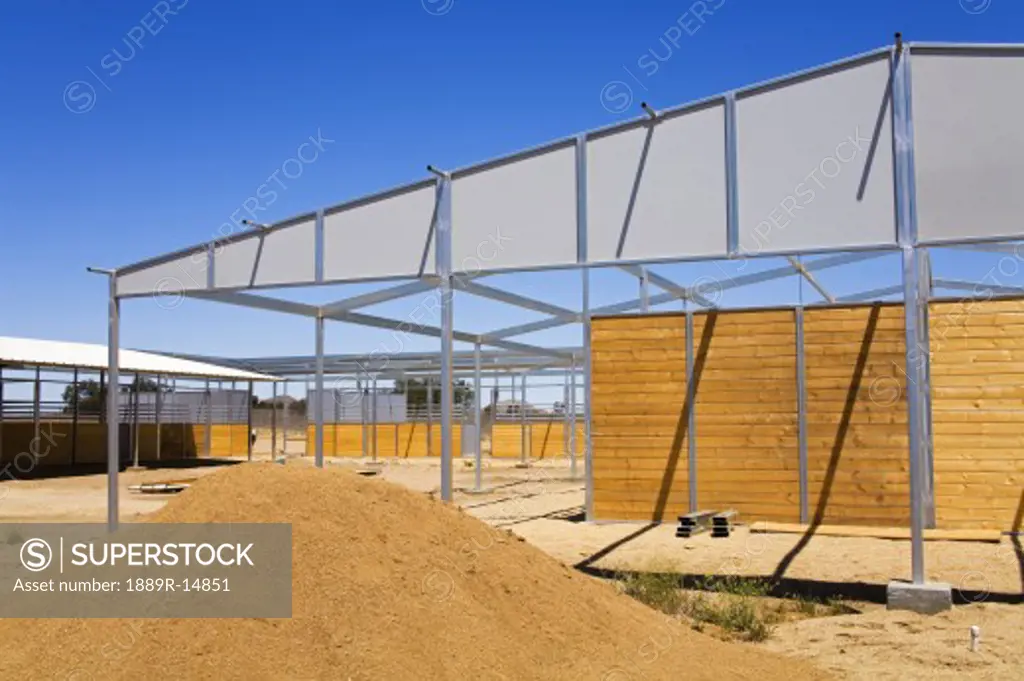 New barn construction, Temecula, Southern California, USA  