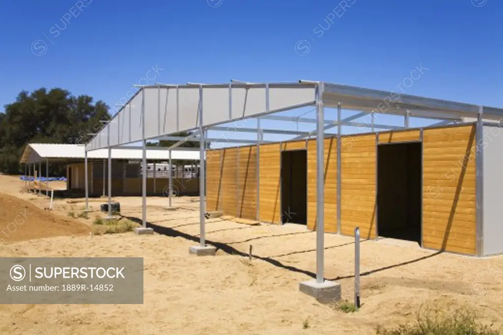 New barn construction, Temecula, Southern California, USA  