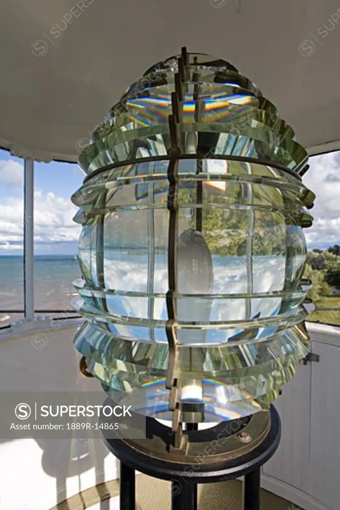 Lens in Big Sodus Point Lighthouse, Sodus Point, Greater Rochester, New York State, USA