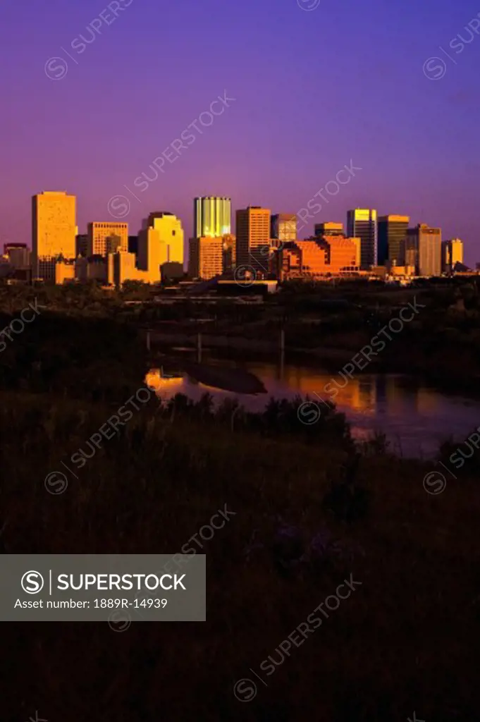 Edmonton, Alberta, Canada; City at twilight