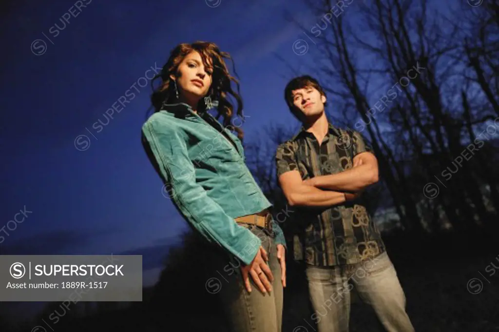 Man and woman in casual trendy clothes