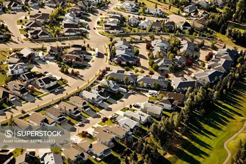 Stony Plain, Alberta, Canada; Aerial view of residential district