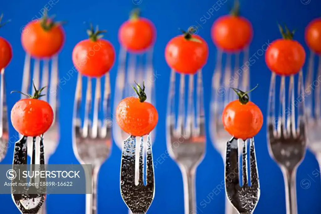 Forks with cherry tomatoes