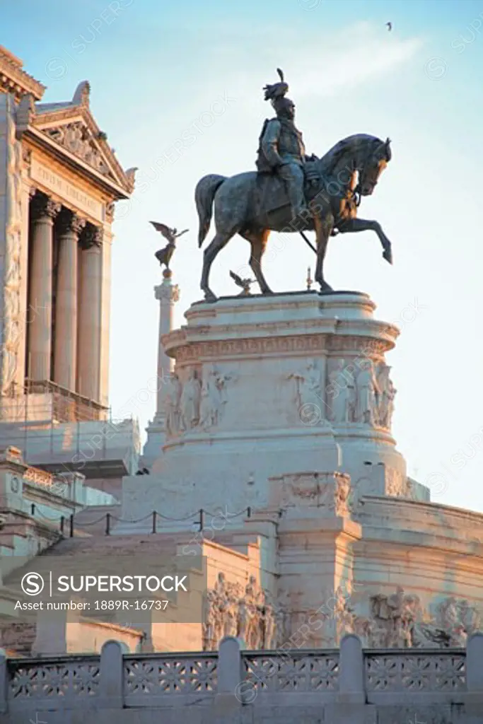 Rome, Italy; Equestrian statue designed by Sacconi