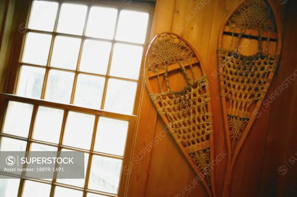 Snowshoes on wall