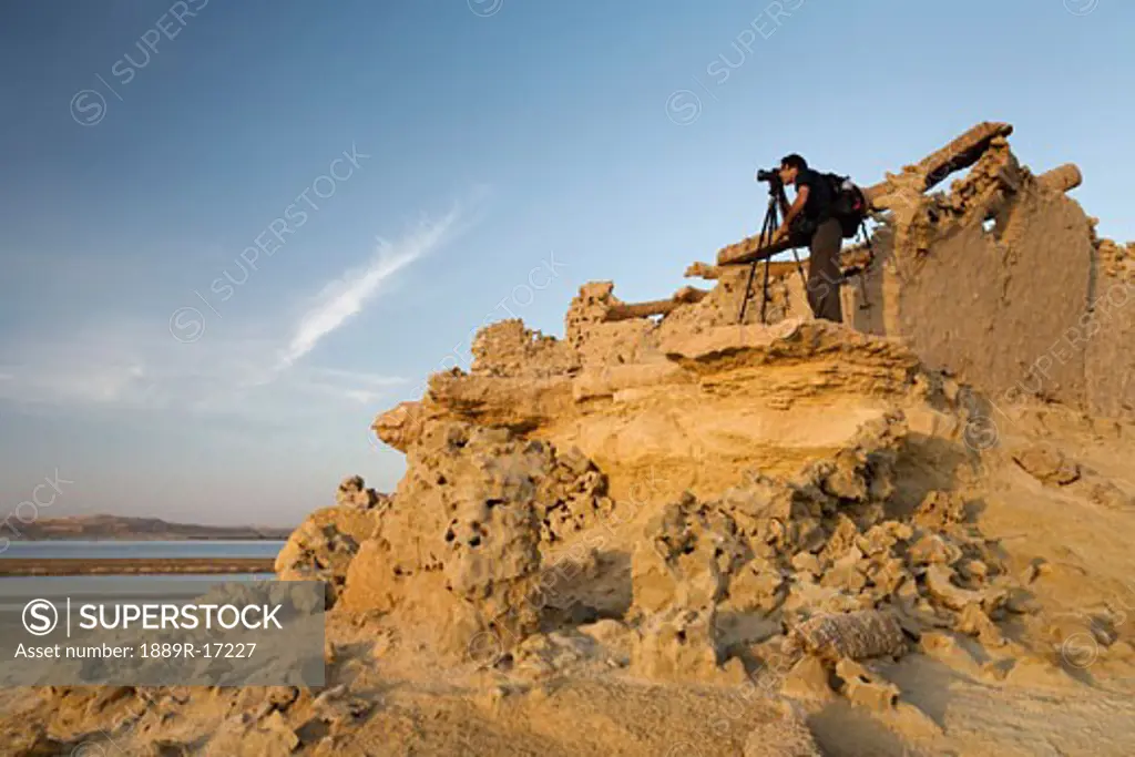 Fortress of Shali, Siwa Oasis, Egypt; Tourist taking photographs