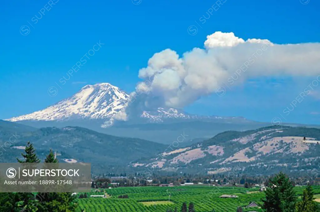 Mt. Adams, Oregon, USA; Fire on side of mountain