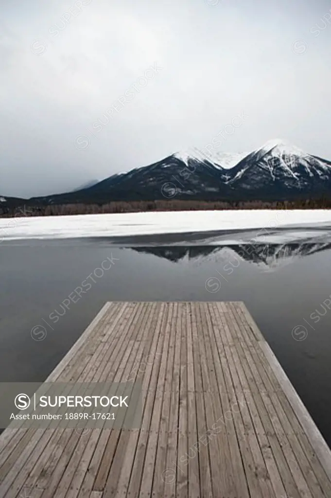 Banff, Alberta, Canada; Dock on a mountain lake