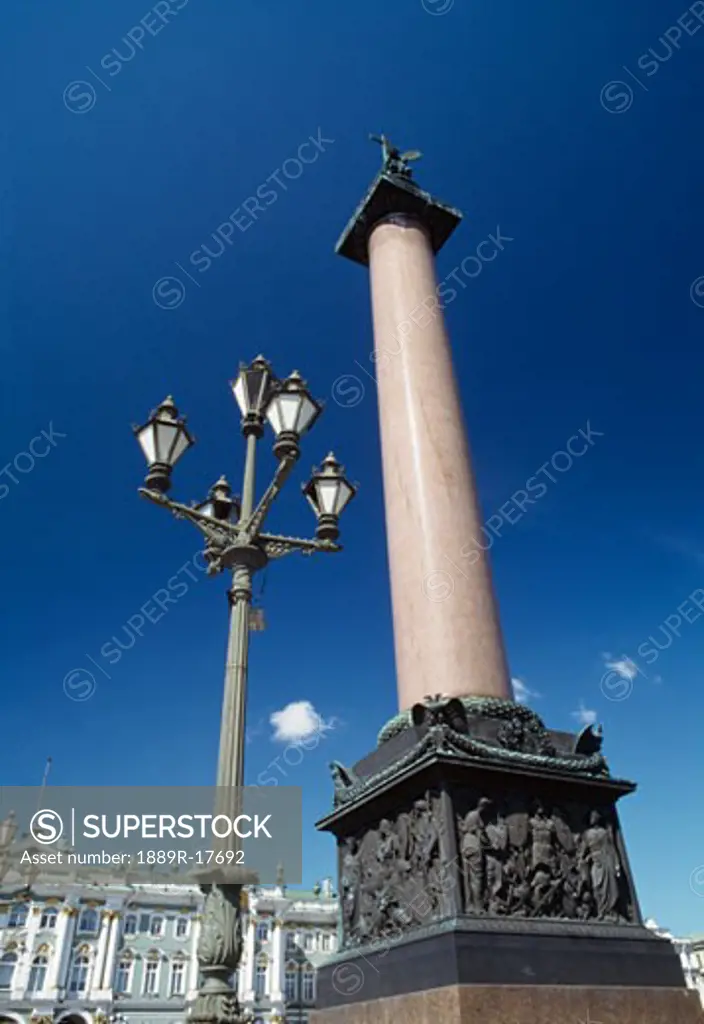 Alexander Column, Peterhof, Saint Petersburg, Russia; Column completed in 1834 to commemorate the Russian victory in the war with Napoleon's France