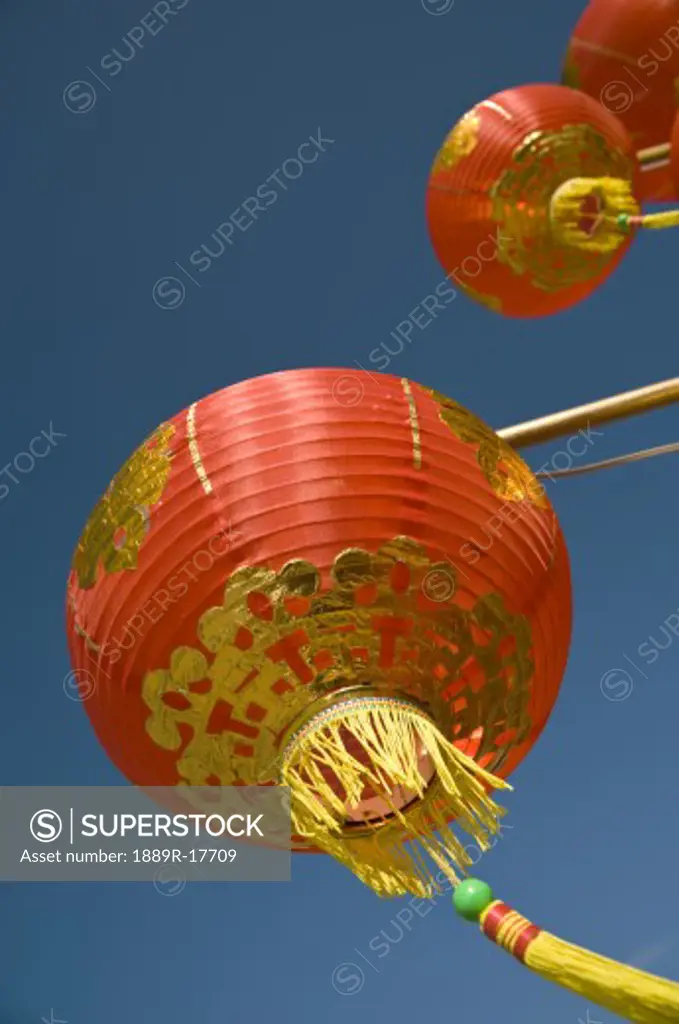 Chinese lanterns; Chinese lanterns against sky  