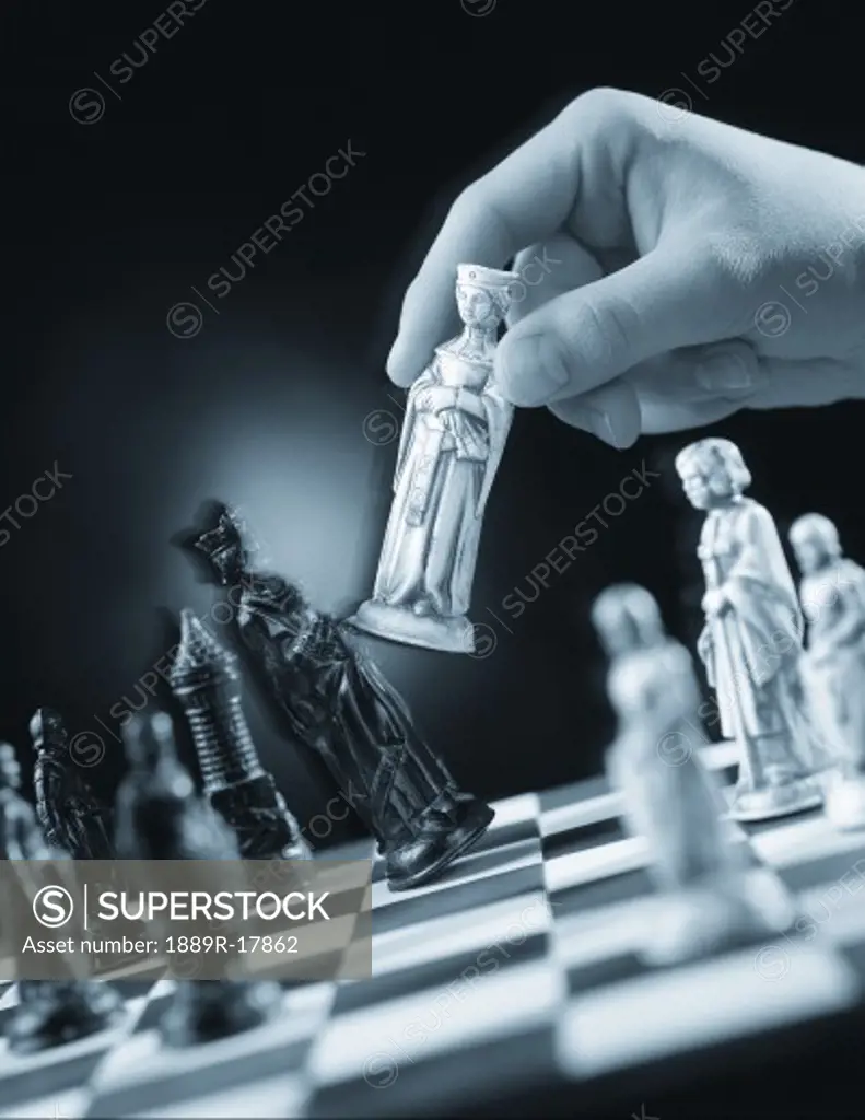 Black and white chess match