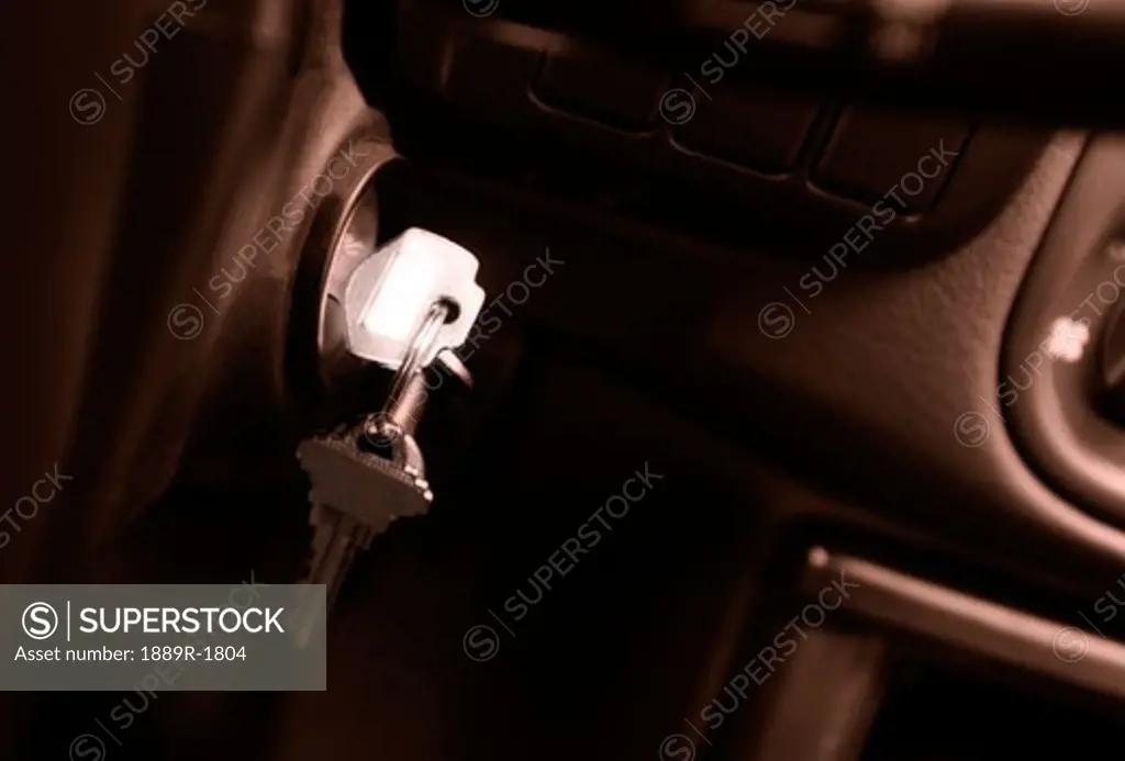 Keys in ignition of vehicle