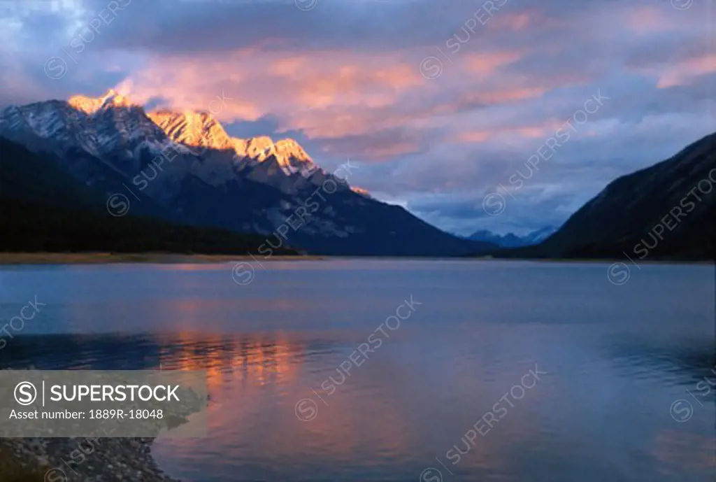 Morning light on mountain lake