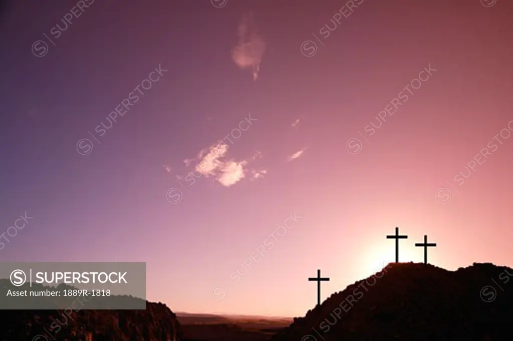 Three crosses on hill