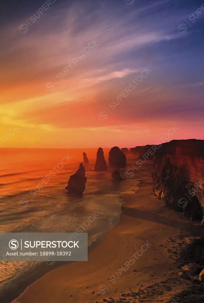 Sunset and rock formations