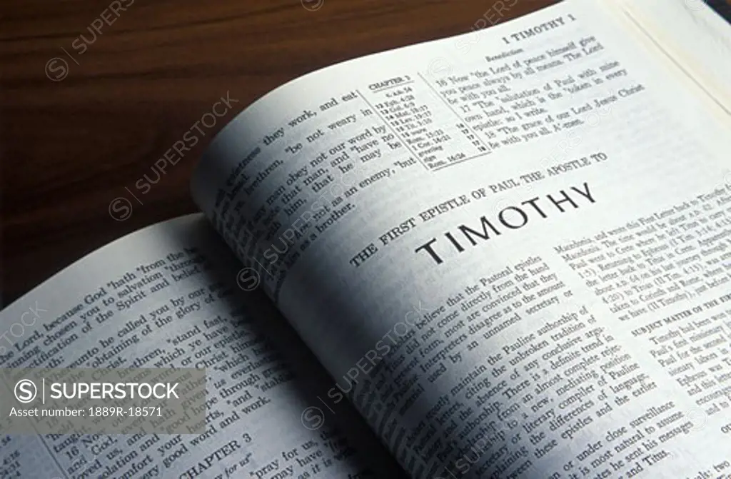 Bible open to First Timothy