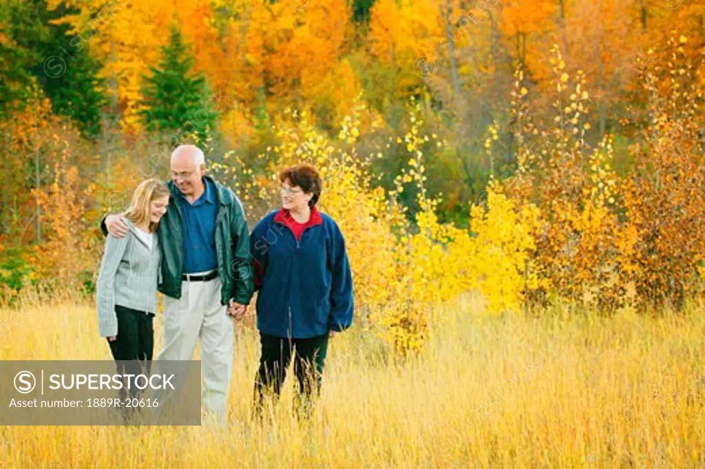 Family goes for a walk