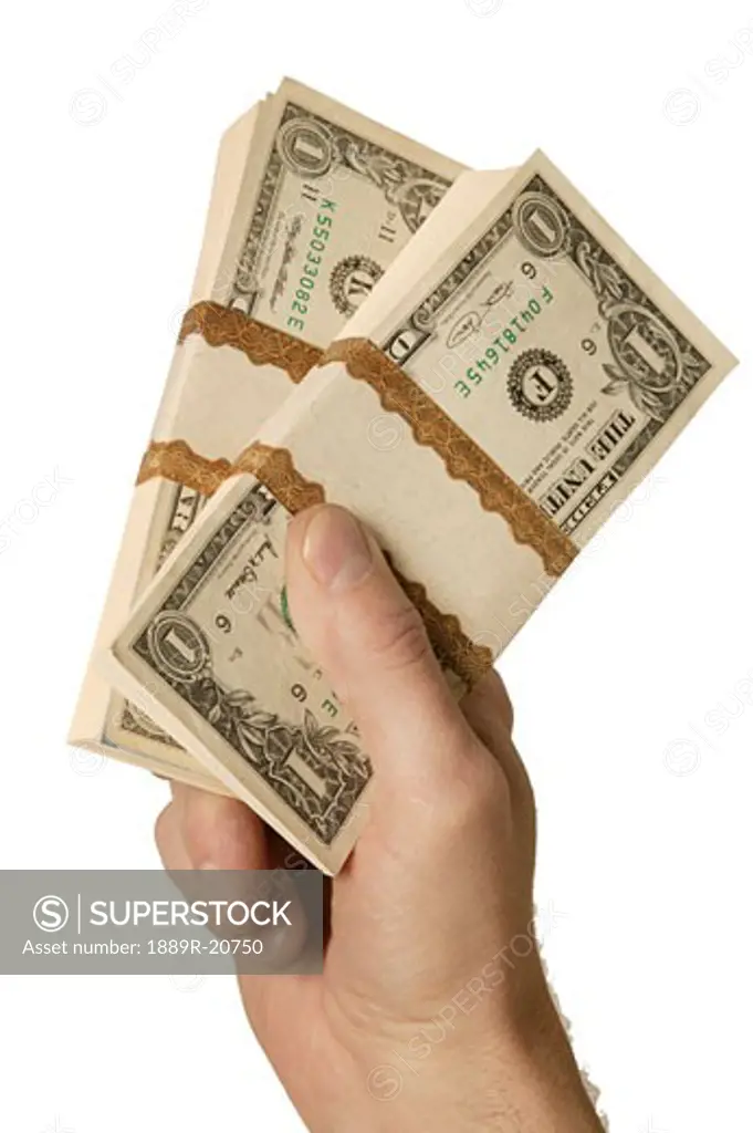 Holding stacks of money