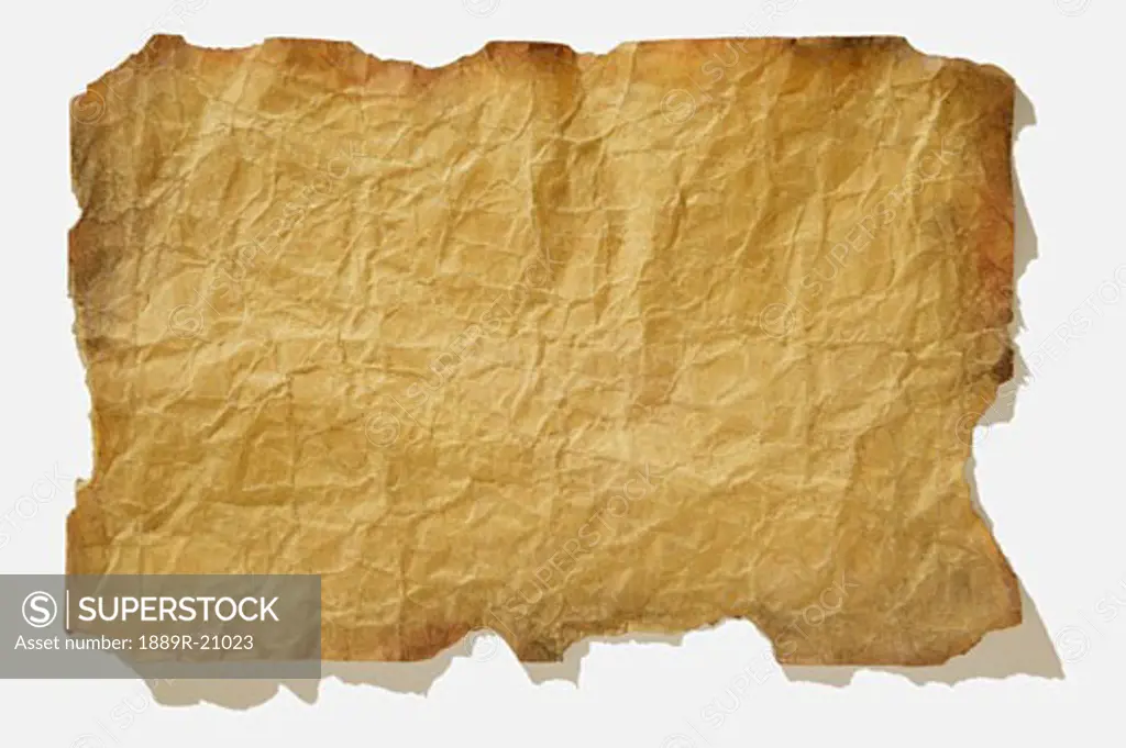 A brown crinkly sheet of paper