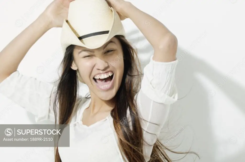 A cowgirl having a good time