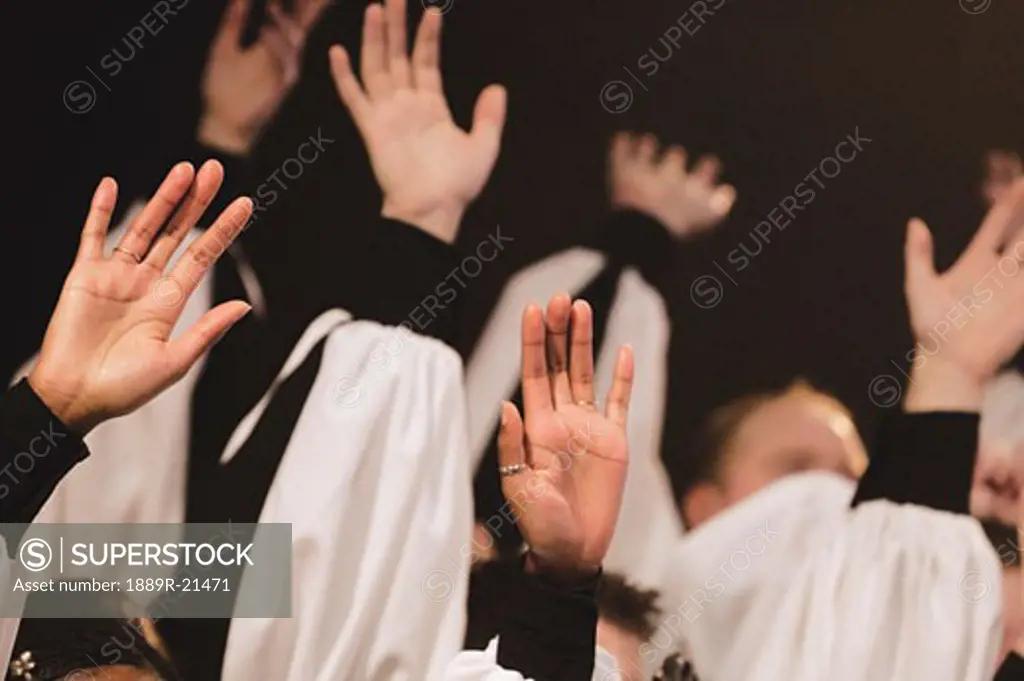 Hands raised in worship
