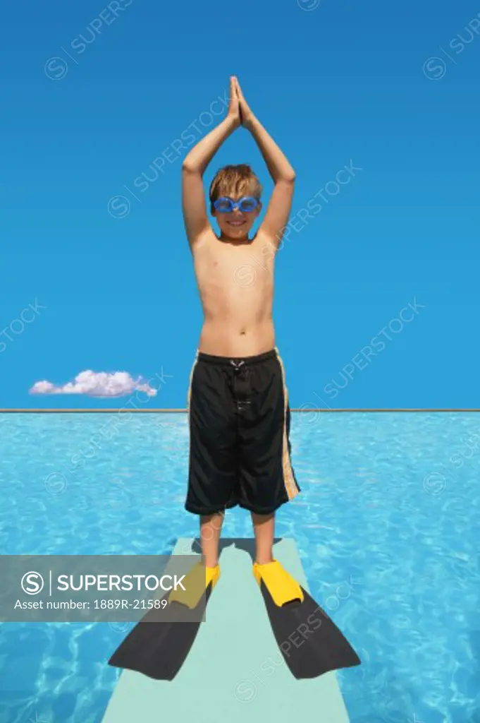 Child prepares to dive