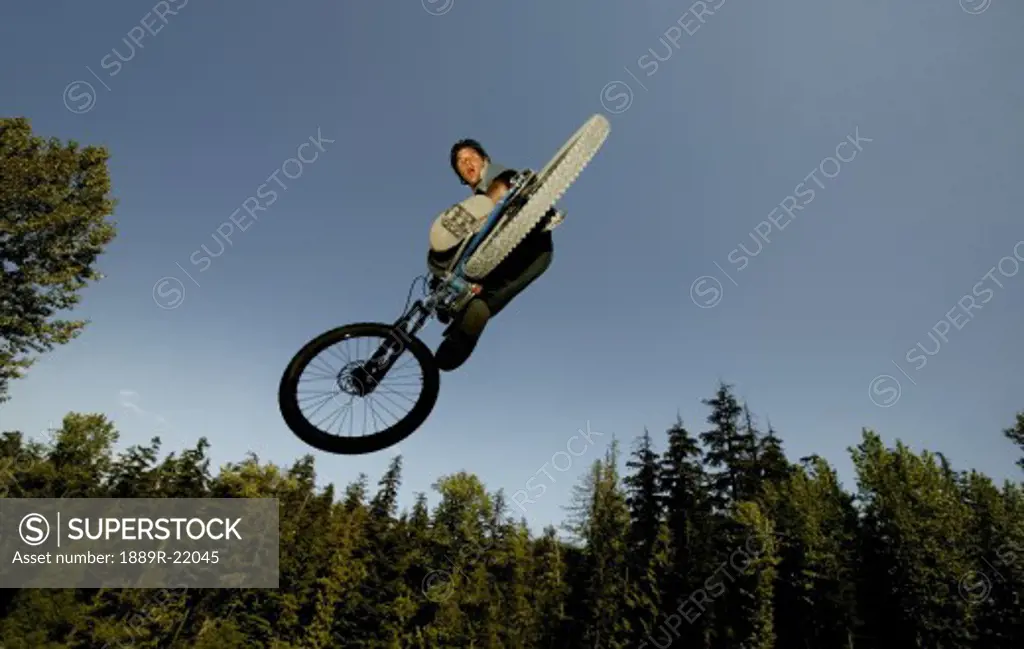 A mountain biker jump