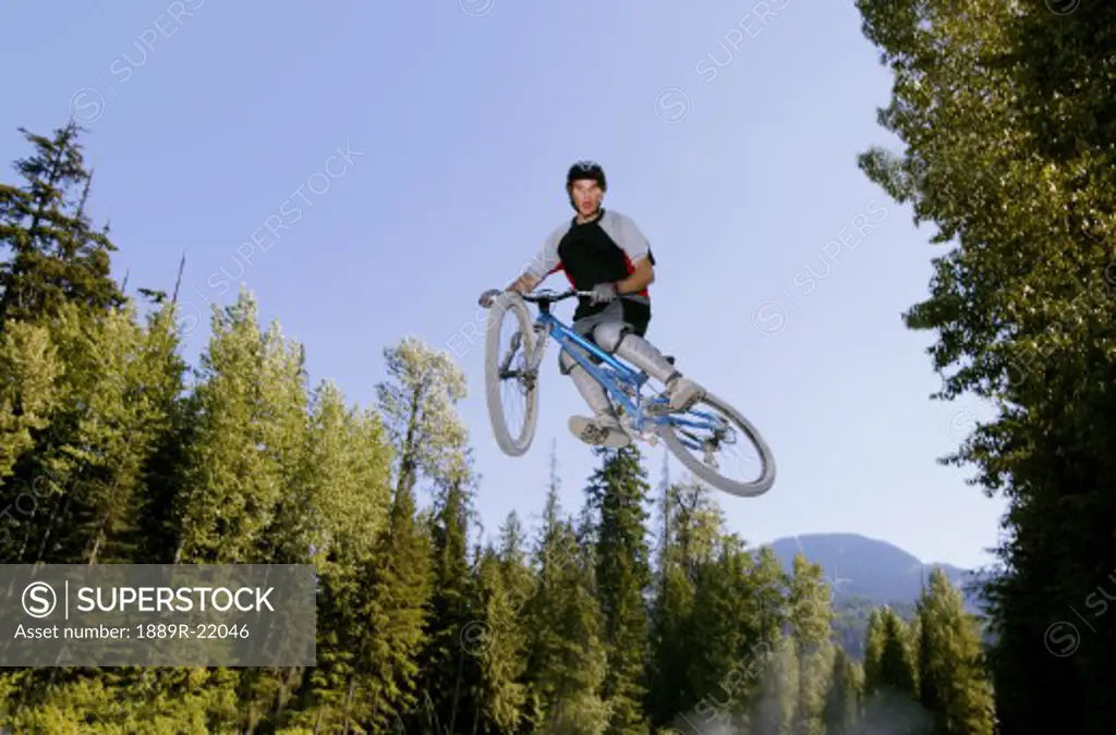 A mountain biker jump
