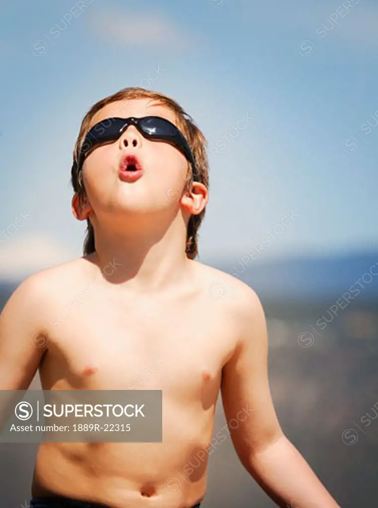 Child wearing sunglasses