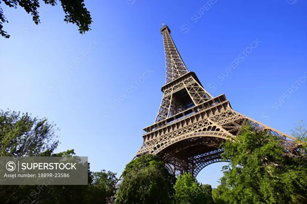 Low Angle of Eiffel Tower