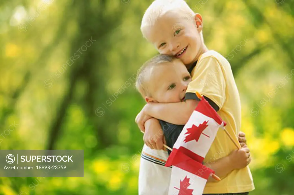Boys with Canadian Flags
