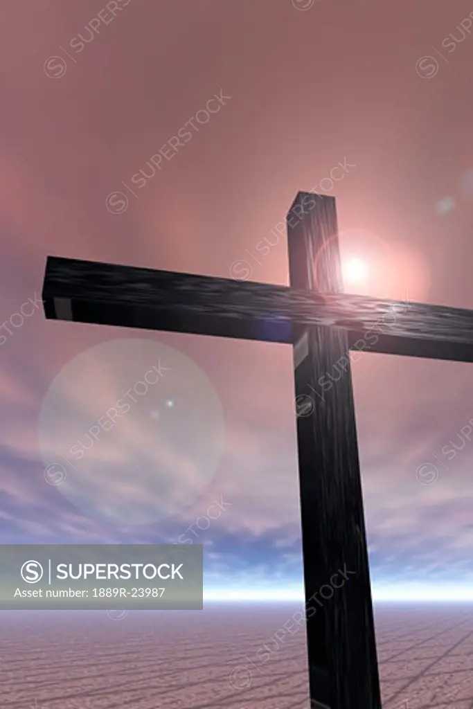 Wooden cross with flare