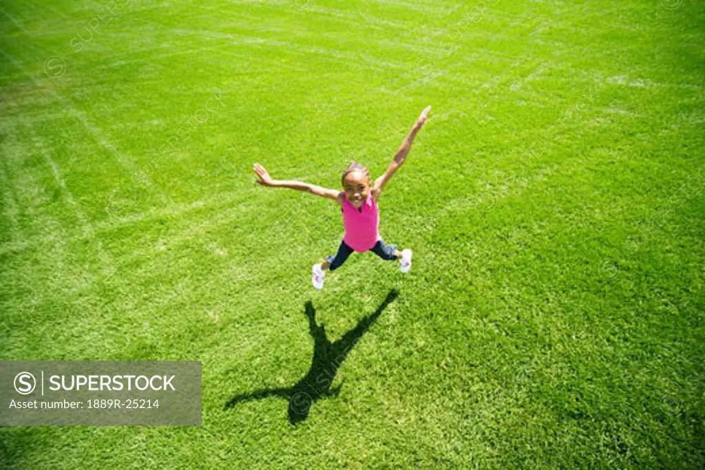 Girl jumping in excitement