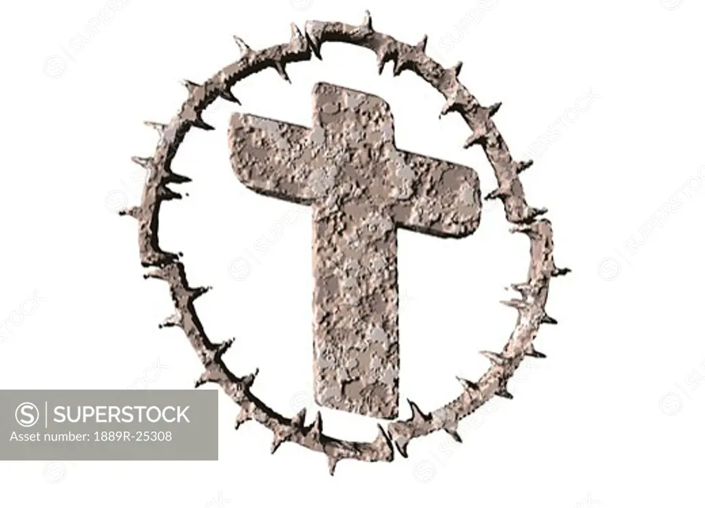 Cross surrounded by crown of thorns