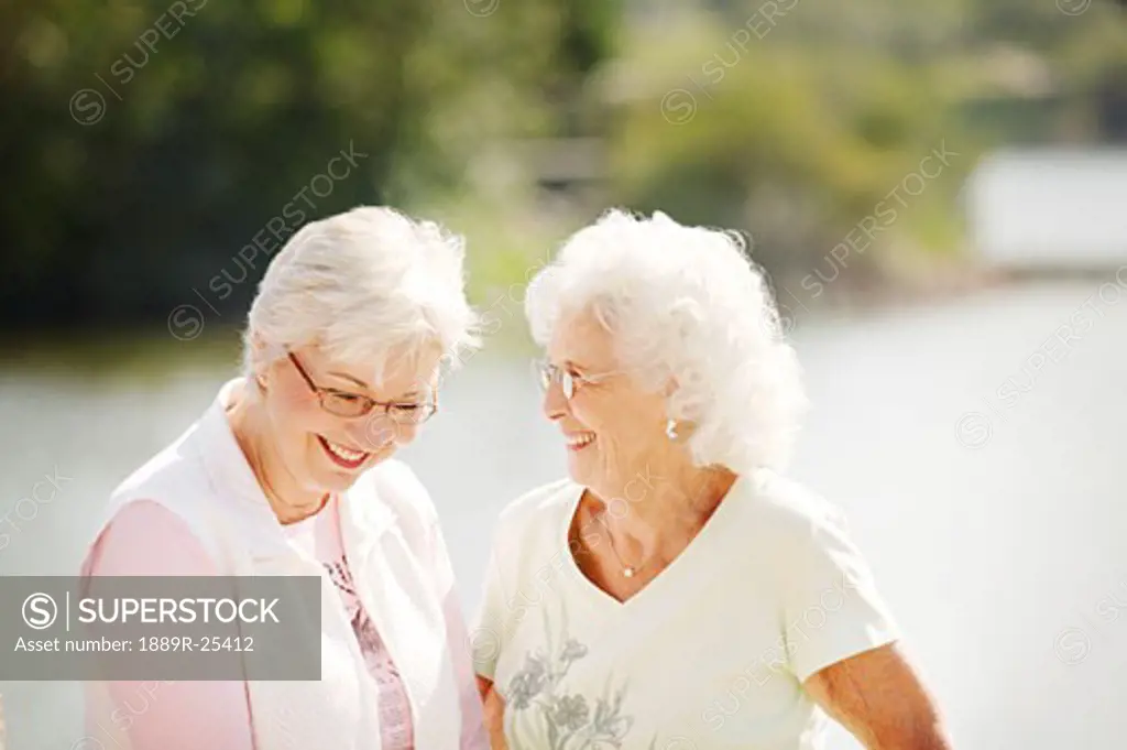 Two older women laughing