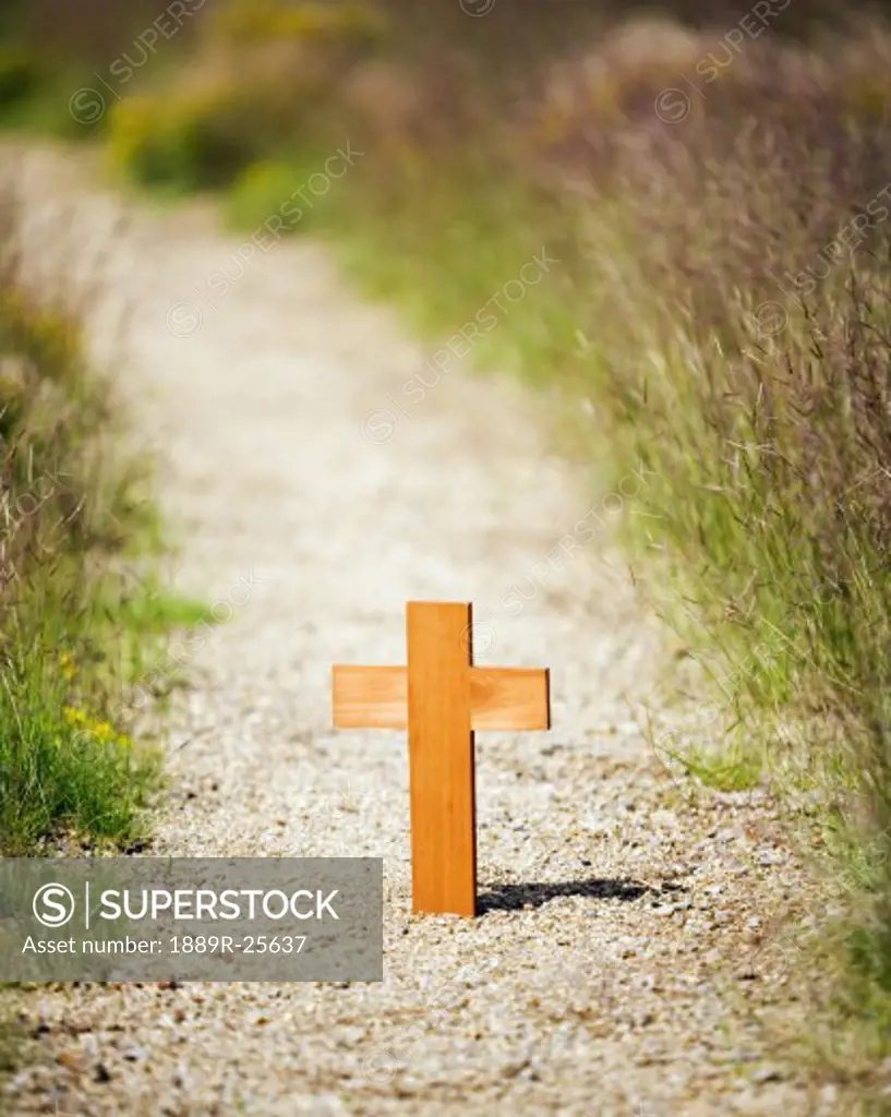 Path with a wooden cross