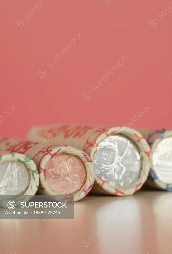 Rolls of Canadian currency