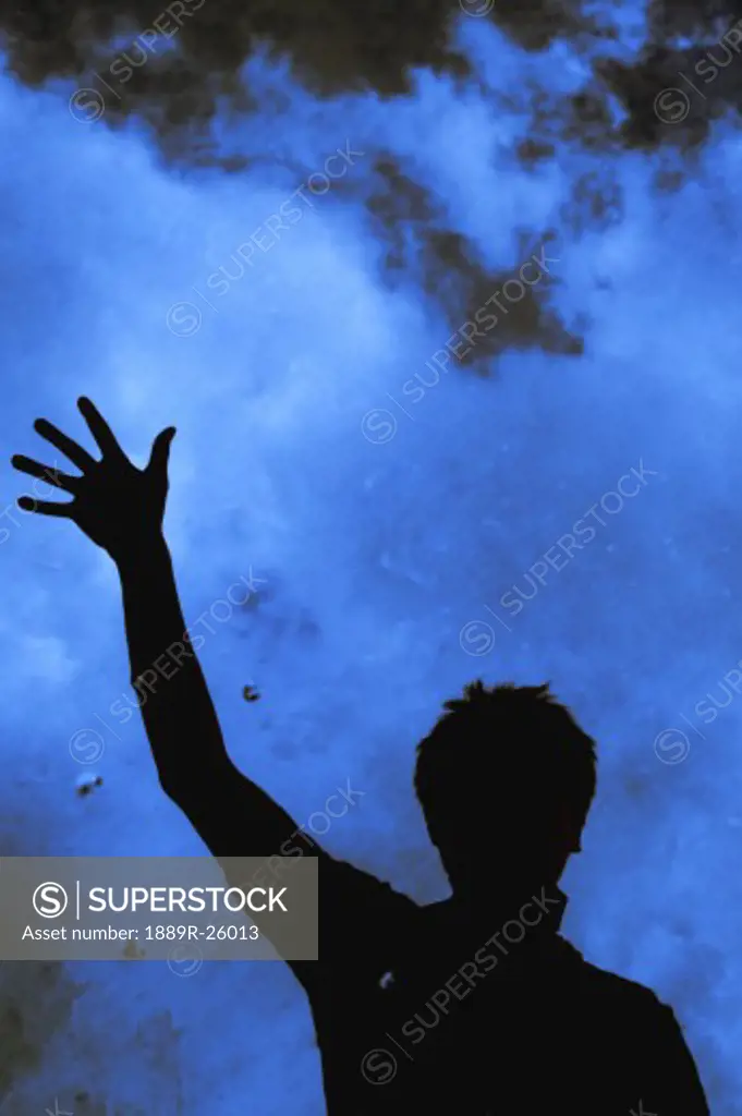 Person with hand raised