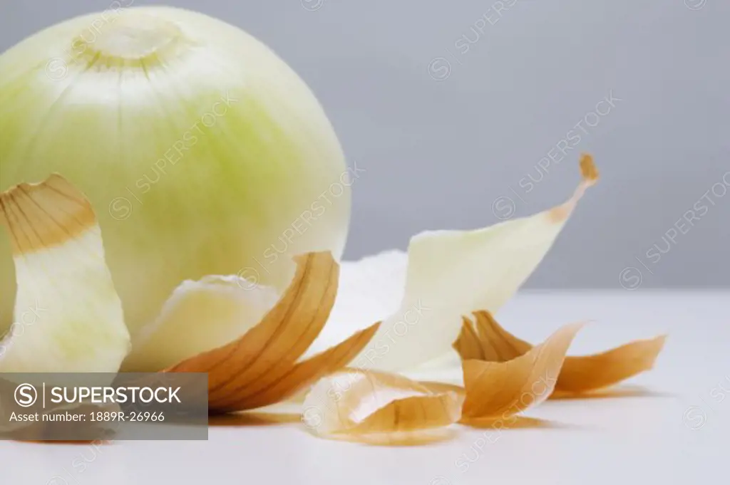 Onion and peeled outer layer