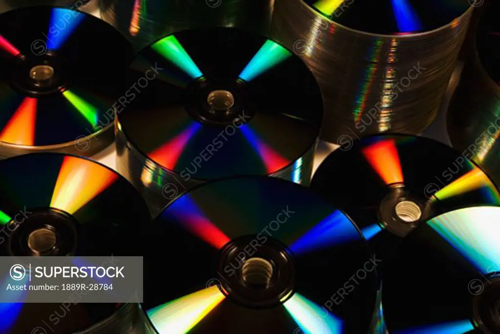 Stacks of compact discs