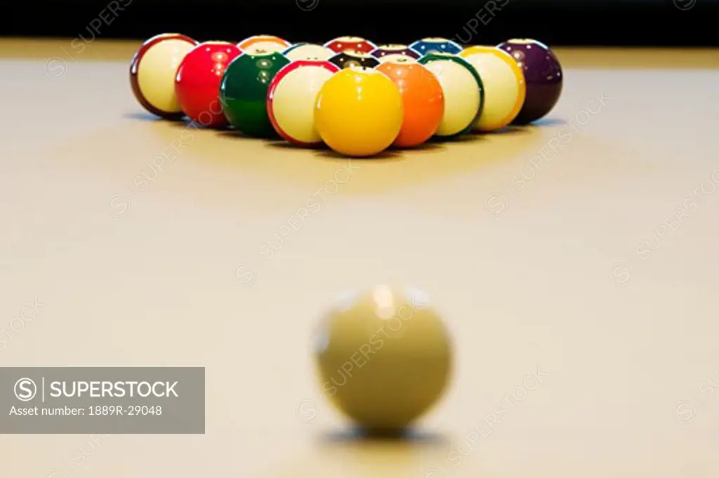 Pool balls on a pool table