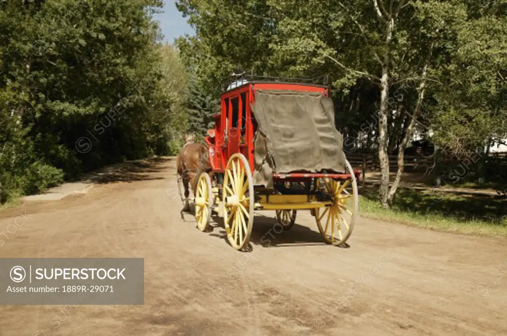 Horse-drawn carriage in Fort Edmonton, Alberta