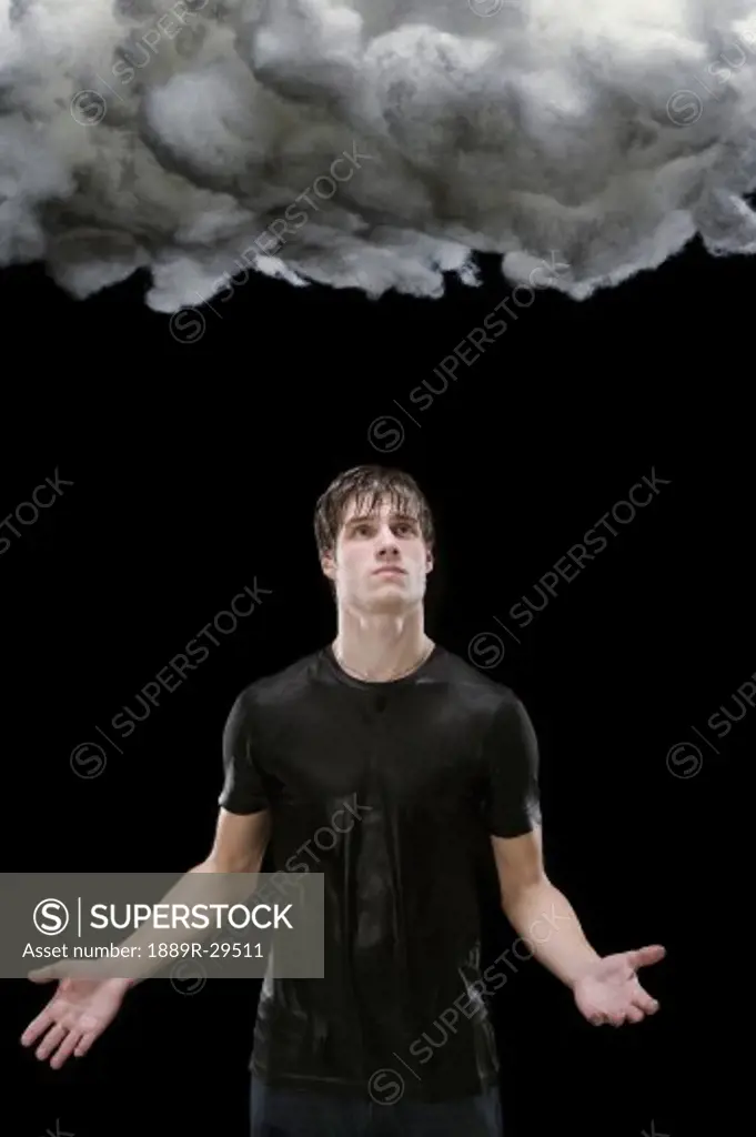 Man Waiting For Rain Under Rain cloud