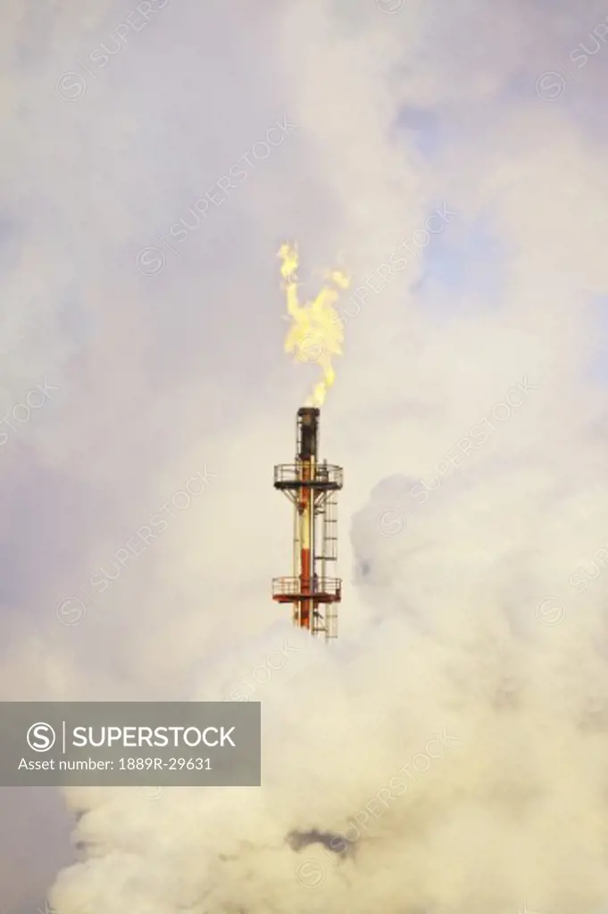 Smoke stack with fire