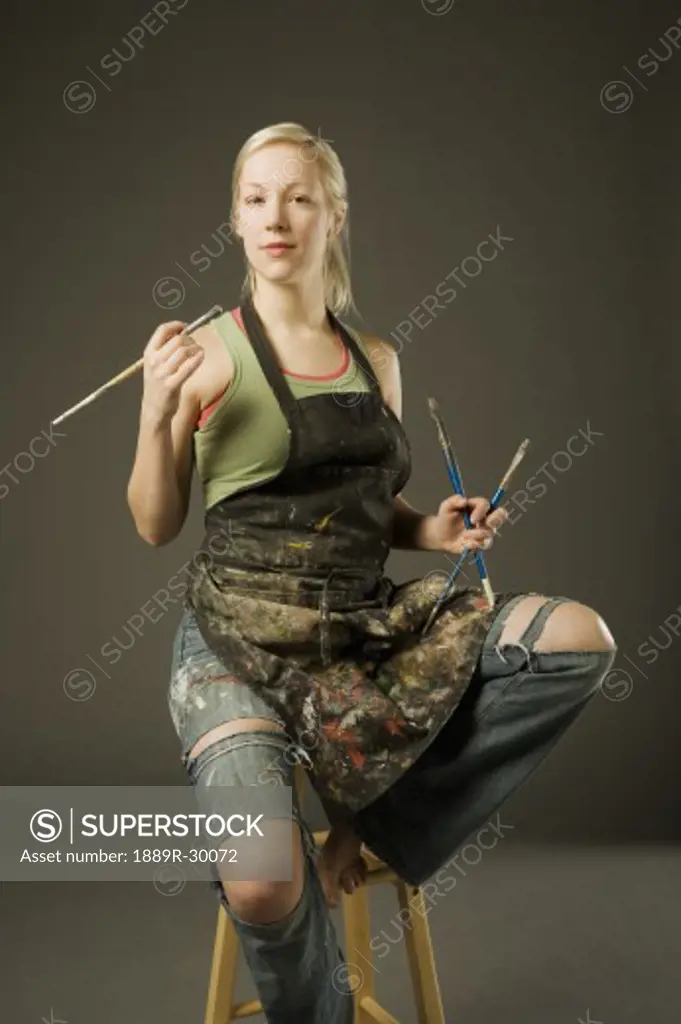 Woman ready to paint