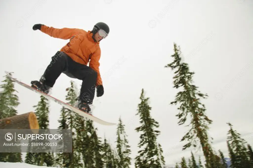 Snowboarder in mid air
