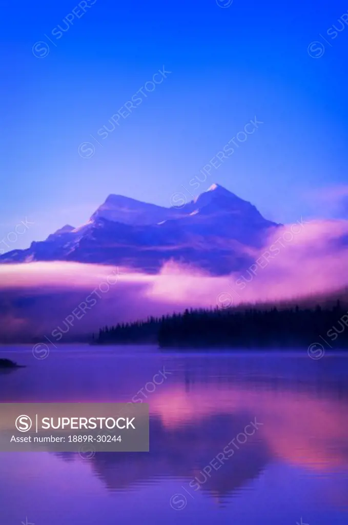 Foggy mountain sunrise