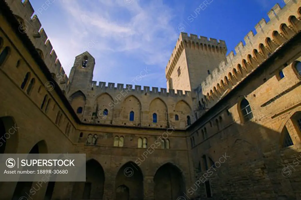 The Papal Palace in Avignon, Vaucluse, France, Europe  
